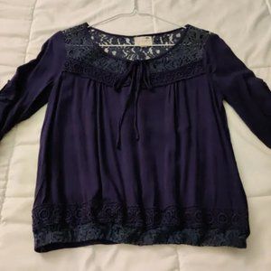 Navy Blue Lace Blouse XS